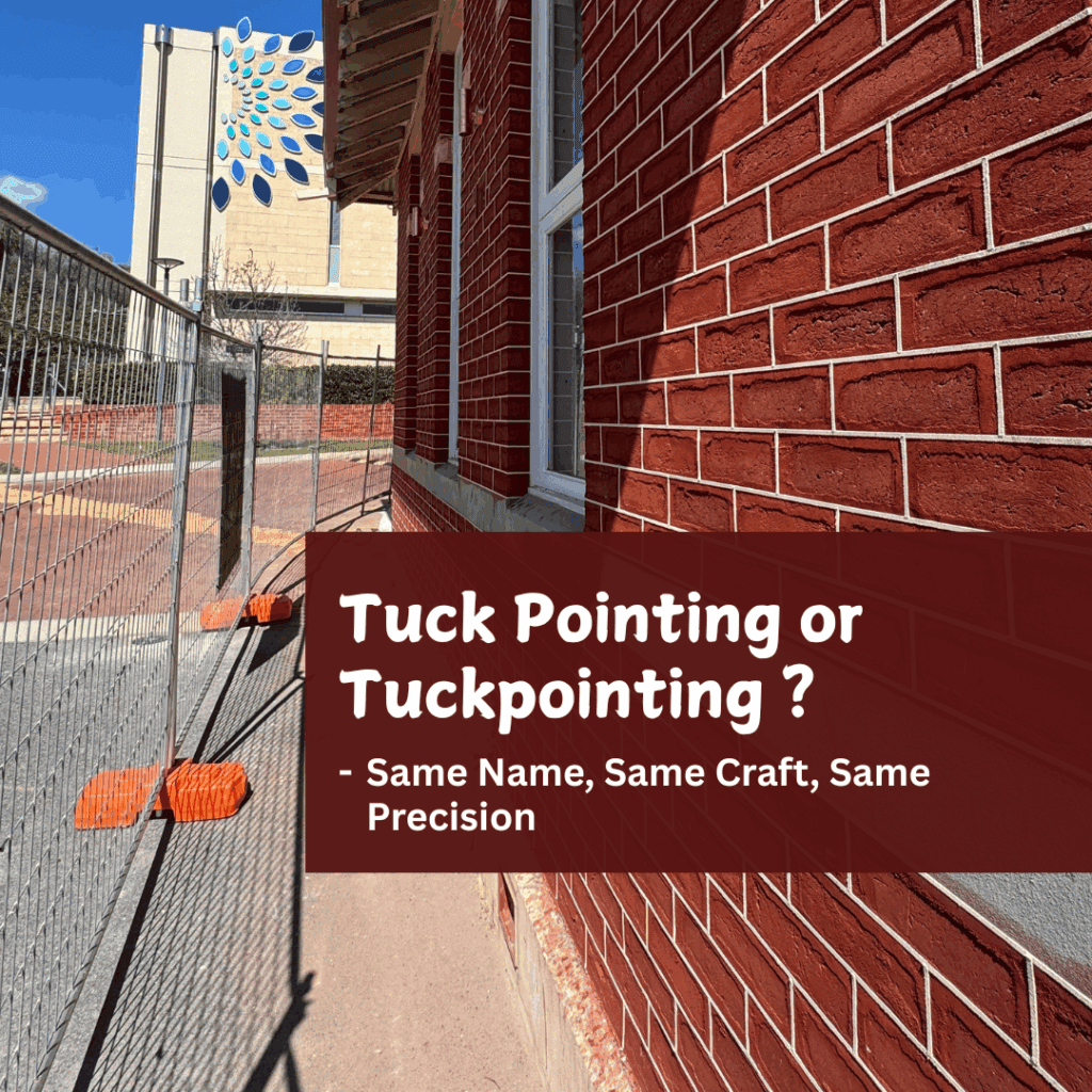 tuck pointing or tuckpointing brickwork example in Perth showing crisp white lines on red bricks